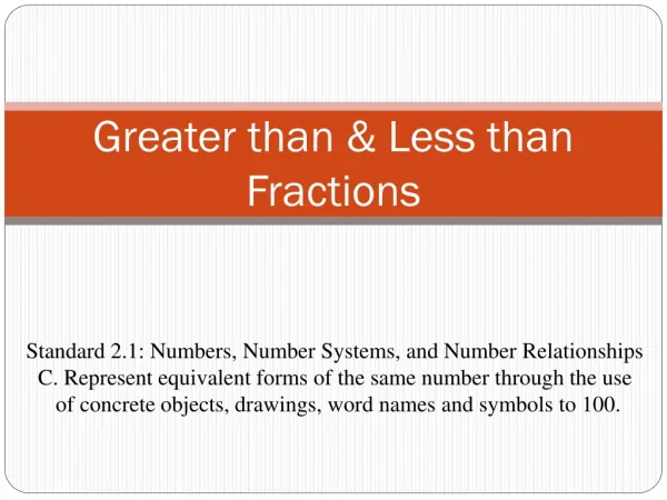 Greater than &amp; Less than Fractions
