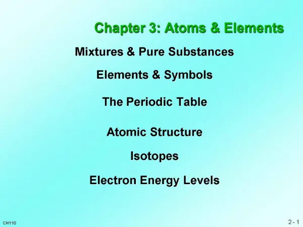 Chapter 3: Atoms Elements