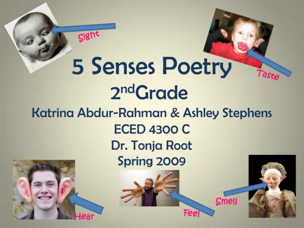 5 Senses Poetry 2nd Grade Katrina Abdur-Rahman Ashley Stephens ECED 4300 C Dr. Tonja Root Spring 2009