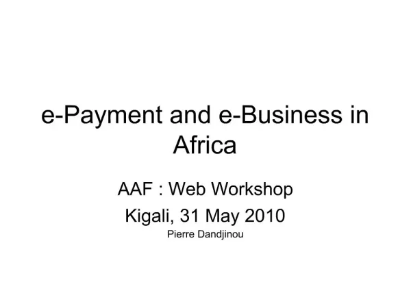 E-Payment and e-Business in Africa