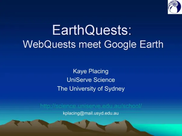 EarthQuests: WebQuests meet Google Earth