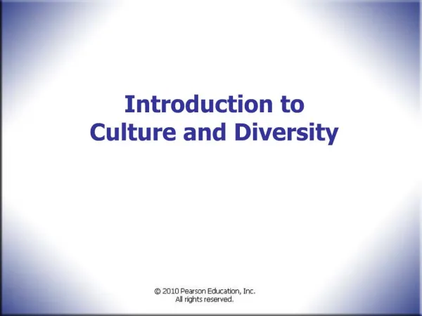 Introduction to Culture and Diversity