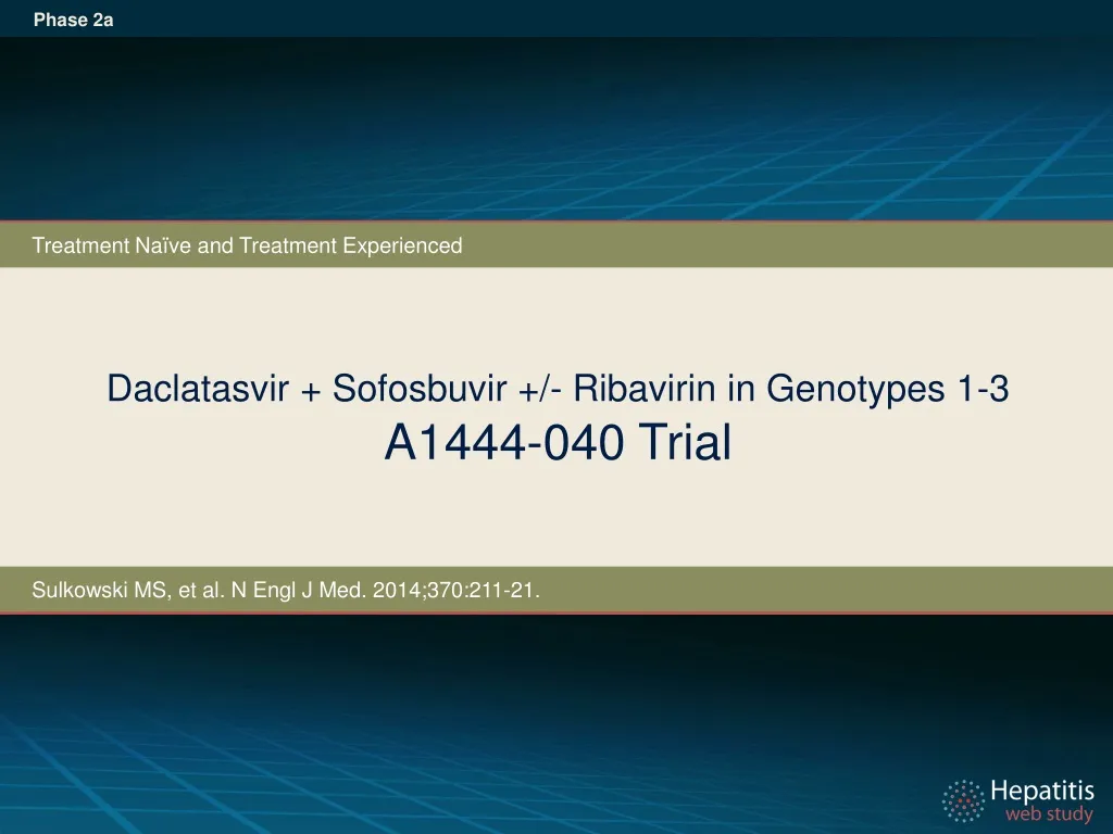 daclatasvir sofosbuvir ribavirin in genotypes 1 3 a1444 040 trial
