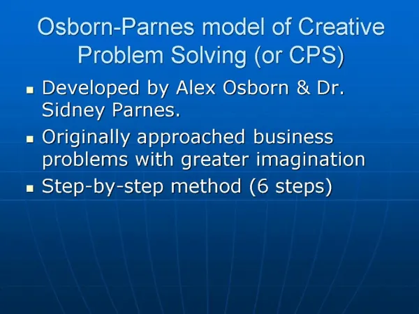 Osborn-Parnes model of Creative Problem Solving or CPS