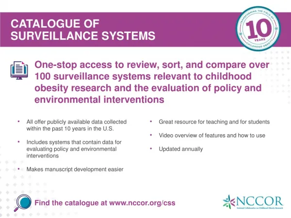CATALOGUE OF SURVEILLANCE SYSTEMS