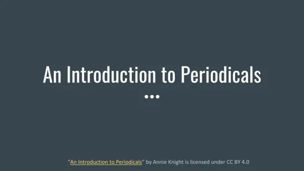 An Introduction to Periodicals