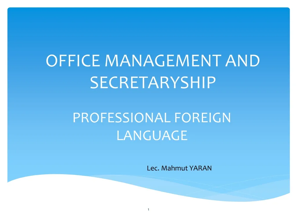office management and secretaryship