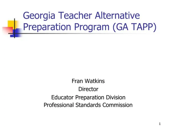 Georgia Teacher Alternative Preparation Program GA TAPP