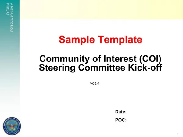 Sample Template Community of Interest COI Steering Committee Kick-off
