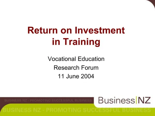 Return on Investment in Training