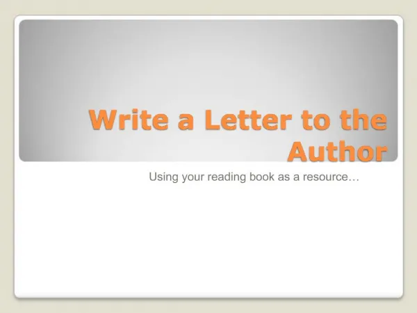 Write a Letter to the Author