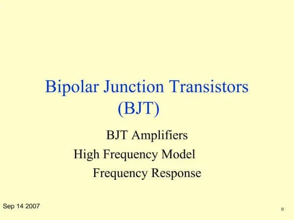 Bipolar Junction Transistors BJT