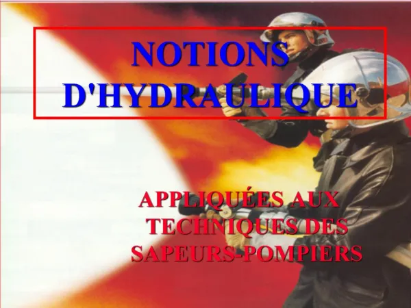 NOTIONS DHYDRAULIQUE