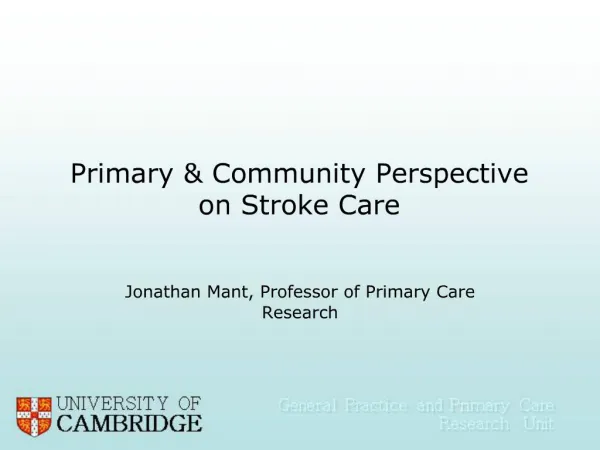Primary Community Perspective on Stroke Care
