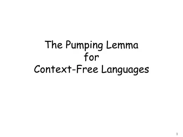 The Pumping Lemma for Context-Free Languages