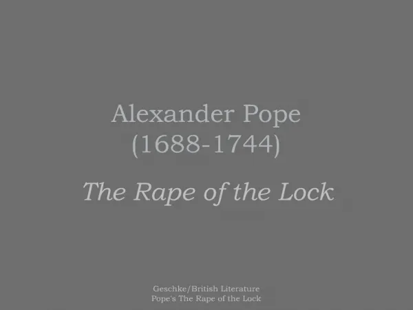 Alexander Pope 1688-1744