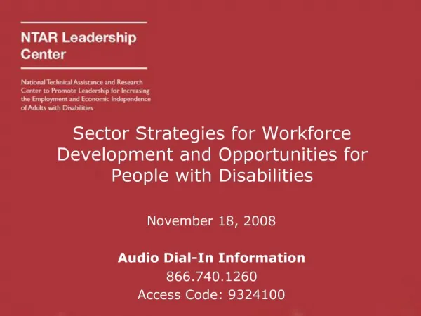 Sector Strategies for Workforce Development and Opportunities for People with Disabilities