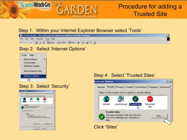 Procedure for adding a Trusted Site