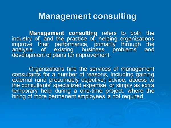 Management consulting