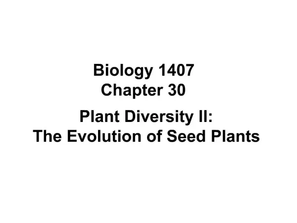 Biology 1407 Chapter 30