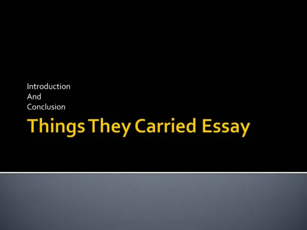 Things They Carried Essay