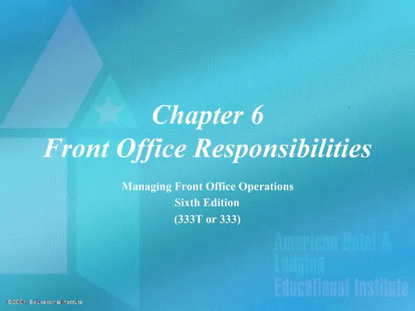 Chapter 6 Front Office Responsibilities