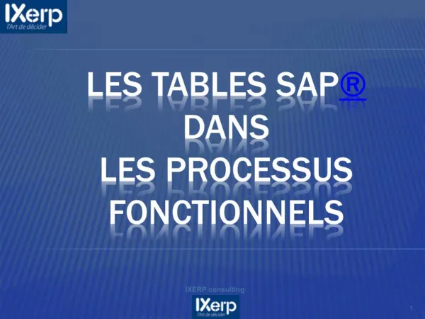 Les tables SAP dans les processus fonctionnels