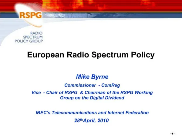 European Radio Spectrum Policy