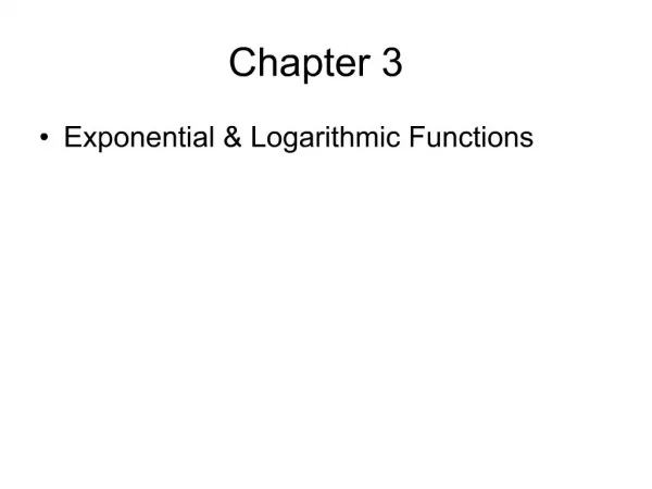 Exponential Logarithmic Functions