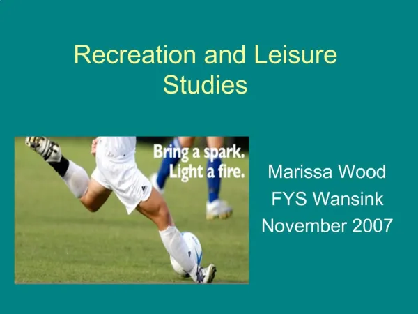 Recreation and Leisure Studies