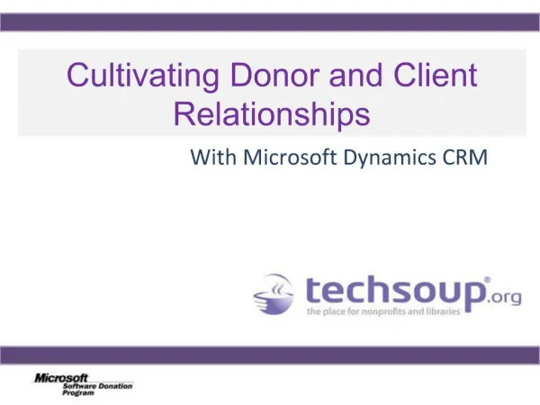 Cultivating Donor and Client Relationships