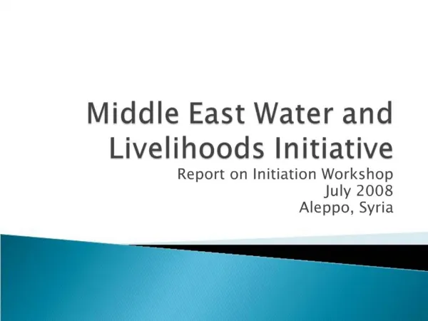 Middle East Water and Livelihoods Initiative