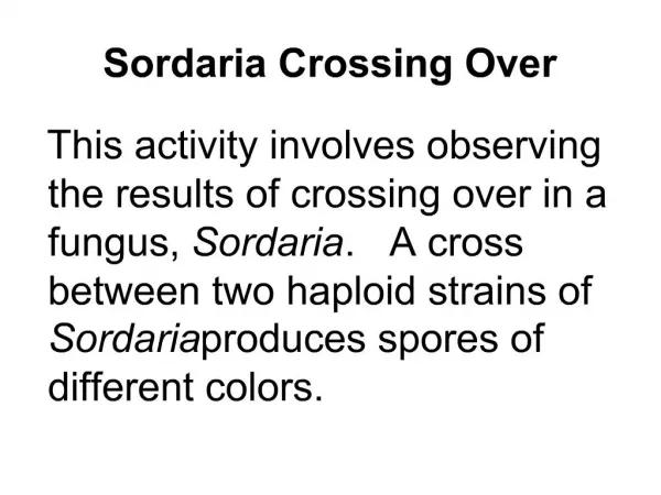 Sordaria Crossing Over