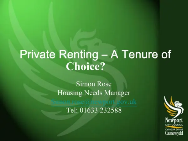 Private Renting A Tenure of Choice