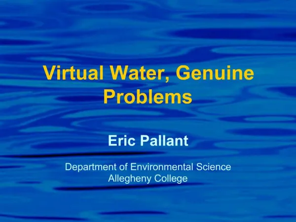 Virtual Water, Genuine Problems