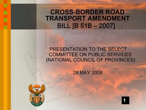 PRESENTATION TO THE SELECT COMMITTEE ON PUBLIC SERVICES NATIONAL COUNCIL OF PROVINCES 28 MAY 2008