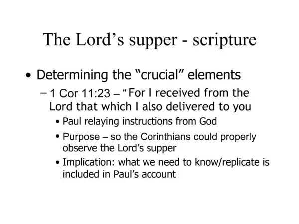 The Lord s supper - scripture