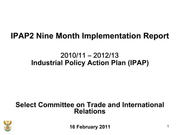IPAP2 Nine Month Implementation Report 2010
