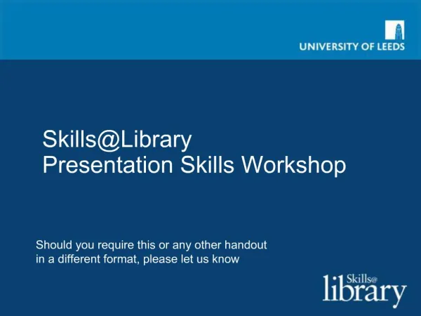 SkillsLibrary Presentation Skills Workshop