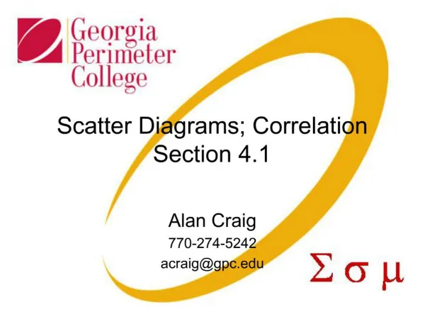 Scatter Diagrams; Correlation Section 4.1
