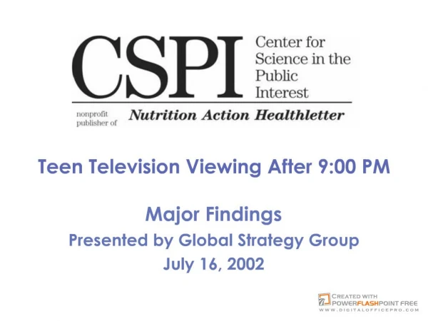 Teen Television Viewing After 9:00 PM