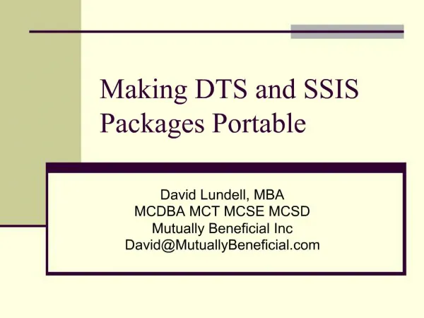 Making DTS and SSIS Packages Portable