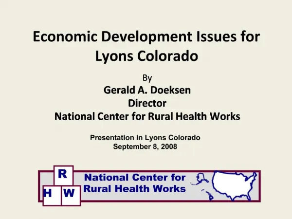 Economic Development Issues for Lyons Colorado
