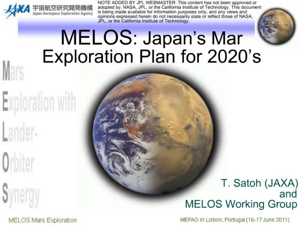 MELOS: Japan s Mar Exploration Plan for 2020 s