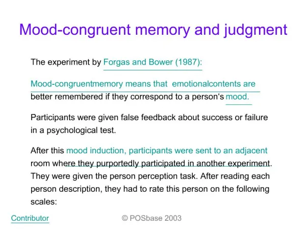 Mood-congruent memory and judgment