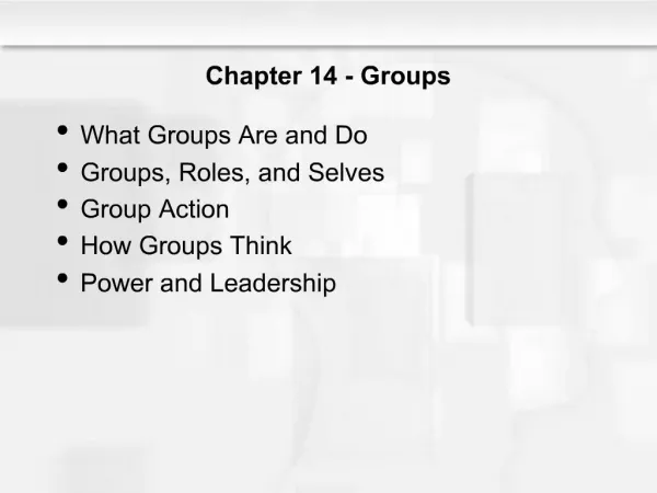 Chapter 14 - Groups