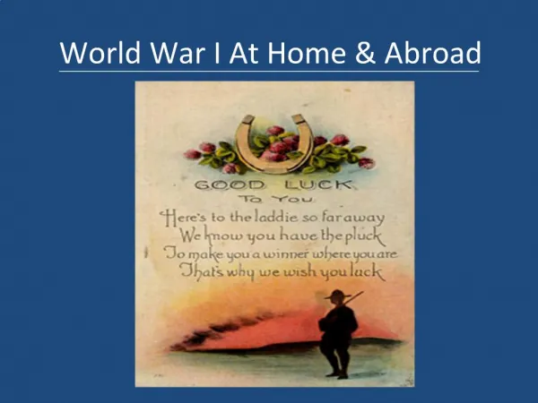 World War I At Home Abroad