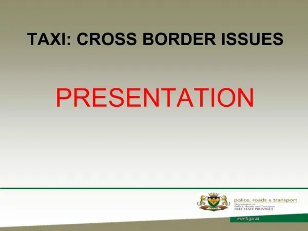 TAXI: CROSS BORDER ISSUES
