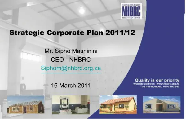 Strategic Corporate Plan 2011