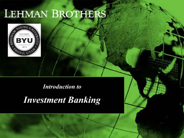 Introduction to Investment Banking